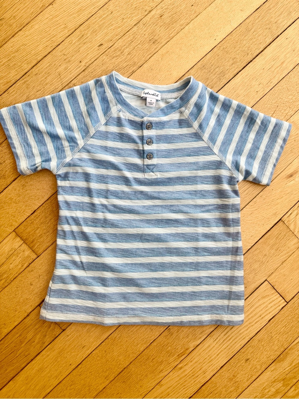 Splendid Kids Light Blue & White Striped Henley Tee